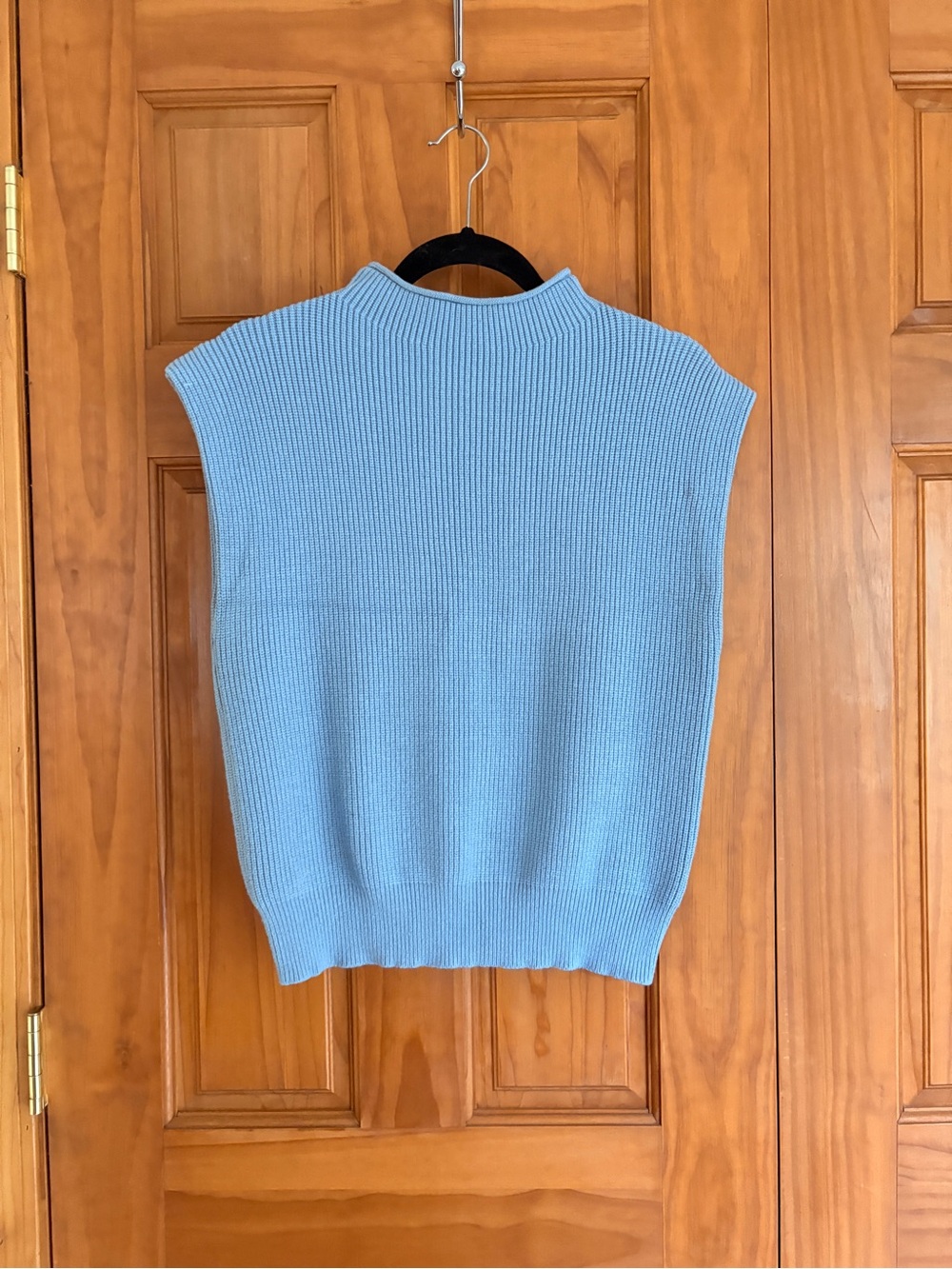 Women’s Blue Mock Neck Sweater Vest Work Fall Sleeveless Sweater Size Medium